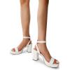 DREAM PAIRS Platform Heels for Women High Block Chunky Open Toe Ankle Strap Heels Fashion Wedding Party Evening Prom Dance Dress Pump Sandals Shoes(White-pu)