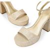 DREAM PAIRS Platform High Heels for Women Chunky Round Open Toe Ankle Strap Stylish Heeled Sandals for Party Prom Wedding(Gold-glitter)