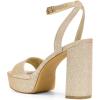 DREAM PAIRS Platform High Heels for Women Chunky Round Open Toe Ankle Strap Stylish Heeled Sandals for Party Prom Wedding(Gold-glitter)