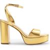 DREAM PAIRS Platform High Heels for Women Chunky Round Open Toe Ankle Strap Stylish Heeled Sandals for Party Prom Wedding(Gold-pu)