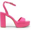 DREAM PAIRS Platform High Heels for Women Chunky Round Open Toe Ankle Strap Stylish Heeled Sandals for Party Prom Wedding(Hot Pink-pu)