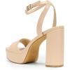 DREAM PAIRS Platform High Heels for Women Chunky Round Open Toe Ankle Strap Stylish Heeled Sandals for Party Prom Wedding(Nude-pu)