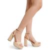 DREAM PAIRS Platform High Heels for Women Chunky Round Open Toe Ankle Strap Stylish Heeled Sandals for Party Prom Wedding(Nude-pu)