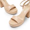 DREAM PAIRS Platform High Heels for Women Chunky Round Open Toe Ankle Strap Stylish Heeled Sandals for Party Prom Wedding(Nude-pu)