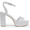 DREAM PAIRS Platform High Heels for Women Chunky Round Open Toe Ankle Strap Stylish Heeled Sandals for Party Prom Wedding(Silver-glitter)