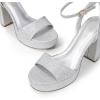 DREAM PAIRS Platform High Heels for Women Chunky Round Open Toe Ankle Strap Stylish Heeled Sandals for Party Prom Wedding(Silver-glitter)