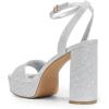 DREAM PAIRS Platform High Heels for Women Chunky Round Open Toe Ankle Strap Stylish Heeled Sandals for Party Prom Wedding(Silver-glitter)