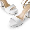 DREAM PAIRS Platform High Heels for Women Chunky Round Open Toe Ankle Strap Stylish Heeled Sandals for Party Prom Wedding(White-pu)