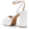 DREAM PAIRS Platform High Heels for Women Chunky Round Open Toe Ankle Strap Stylish Heeled Sandals for Party Prom Wedding(White-pu)