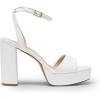 DREAM PAIRS Platform High Heels for Women Chunky Round Open Toe Ankle Strap Stylish Heeled Sandals for Party Prom Wedding(White-pu)