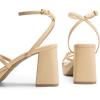 DREAM PAIRS Strappy Heels for Women Platform Chunky High 3-inch Heeled Sandals with Square Open Toe Ankle Buckle for Graduation Party Prom Daily Wedding(Nude-pu)