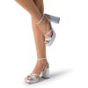 DREAM PAIRS Strappy Heels for Women Platform Chunky High 3-inch Heeled Sandals with Square Open Toe Ankle Buckle for Graduation Party Prom Daily Wedding(Silver-pu)
