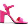 DREAM PAIRS Women’s Chunky Heels Open Toe Ankle Strap High Block Comfy Dress Heel Sandals Pumps Shoes(Hot Pink-suede)