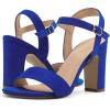 DREAM PAIRS Women’s Chunky Heels Open Toe Ankle Strap High Block Comfy Dress Heel Sandals Pumps Shoes(Royal/Blue/Suede)