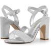 DREAM PAIRS Women’s Chunky Heels Open Toe Ankle Strap High Block Comfy Dress Heel Sandals Pumps Shoes(Silver-glitter)