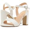 DREAM PAIRS Women’s Chunky Heels Open Toe Ankle Strap High Block Comfy Dress Heel Sandals Pumps Shoes(White/Pu)