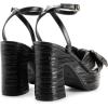 DREAM PAIRS Women’s Chunky Platform Heels Sandals Pleated Bow Knot Ankle Buckle Strap Heeled Sandals Open Toe Comfortable Wedding Party Dress Shoes(Black)