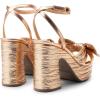 DREAM PAIRS Women’s Chunky Platform Heels Sandals Pleated Bow Knot Ankle Buckle Strap Heeled Sandals Open Toe Comfortable Wedding Party Dress Shoes(Champagne)