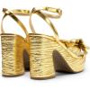 DREAM PAIRS Women’s Chunky Platform Heels Sandals Pleated Bow Knot Ankle Buckle Strap Heeled Sandals Open Toe Comfortable Wedding Party Dress Shoes(Gold)