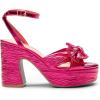 DREAM PAIRS Women’s Chunky Platform Heels Sandals Pleated Bow Knot Ankle Buckle Strap Heeled Sandals Open Toe Comfortable Wedding Party Dress Shoes(Hot Pink)