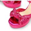 DREAM PAIRS Women’s Chunky Platform Heels Sandals Pleated Bow Knot Ankle Buckle Strap Heeled Sandals Open Toe Comfortable Wedding Party Dress Shoes(Hot Pink)