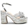 DREAM PAIRS Women’s Chunky Platform Heels Sandals Pleated Bow Knot Ankle Buckle Strap Heeled Sandals Open Toe Comfortable Wedding Party Dress Shoes(Silver)