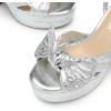 DREAM PAIRS Women’s Chunky Platform Heels Sandals Pleated Bow Knot Ankle Buckle Strap Heeled Sandals Open Toe Comfortable Wedding Party Dress Shoes(Silver)