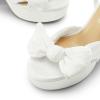 DREAM PAIRS Women’s Chunky Platform Heels Sandals Pleated Bow Knot Ankle Buckle Strap Heeled Sandals Open Toe Comfortable Wedding Party Dress Shoes(White-satin)