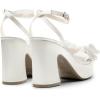 DREAM PAIRS Women’s Chunky Platform Heels Sandals Pleated Bow Knot Ankle Buckle Strap Heeled Sandals Open Toe Comfortable Wedding Party Dress Shoes(White-satin)