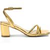 DREAM PAIRS Women’s Chunky Strappy Heels Square Open Toe Ankle Buckle Low Heels Sandals for Daily Wedding Party Dress(Gold)