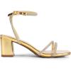 DREAM PAIRS Women’s Chunky Strappy Heels Square Open Toe Ankle Buckle Low Heels Sandals for Daily Wedding Party Dress(Gold-rhinestone)