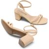 DREAM PAIRS Women’s Chunky Strappy Heels Square Open Toe Ankle Buckle Low Heels Sandals for Daily Wedding Party Dress(Nude)