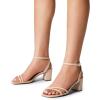 DREAM PAIRS Women’s Chunky Strappy Heels Square Open Toe Ankle Buckle Low Heels Sandals for Daily Wedding Party Dress(Nude-pu)