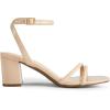 DREAM PAIRS Women’s Chunky Strappy Heels Square Open Toe Ankle Buckle Low Heels Sandals for Daily Wedding Party Dress(Nude-pu)