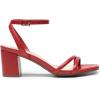 DREAM PAIRS Women’s Chunky Strappy Heels Square Open Toe Ankle Buckle Low Heels Sandals for Daily Wedding Party Dress(Red)