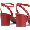 DREAM PAIRS Women’s Chunky Strappy Heels Square Open Toe Ankle Buckle Low Heels Sandals for Daily Wedding Party Dress(Red)