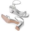 DREAM PAIRS Women’s Chunky Strappy Heels Square Open Toe Ankle Buckle Low Heels Sandals for Daily Wedding Party Dress(Silver-rhinestone)