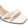 DREAM PAIRS Women’s Chunky Strappy Heels Square Open Toe Ankle Buckle Low Heels Sandals for Daily Wedding Party Dress(White-pu)