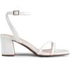 DREAM PAIRS Women’s Chunky Strappy Heels Square Open Toe Ankle Buckle Low Heels Sandals for Daily Wedding Party Dress(White-pu)