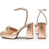 DREAM PAIRS Women’s Double Bowknots Platform Chunky Heels Rhinestone High Square Toe Dress Sandals for Wedding Bridal Party(Rose Gold-pu)