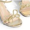 DREAM PAIRS Women’s Heels Round Toe Rhinestone Double Bowknots Sparkly Stilettos Heeled Sandals Shoes for Party Evening(Gold-pu)