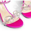 DREAM PAIRS Women’s Heels Round Toe Rhinestone Double Bowknots Sparkly Stilettos Heeled Sandals Shoes for Party Evening(Hot Pink-satin)