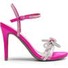 DREAM PAIRS Women’s Heels Round Toe Rhinestone Double Bowknots Sparkly Stilettos Heeled Sandals Shoes for Party Evening(Hot Pink-satin)