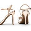 DREAM PAIRS Women’s Heels Round Toe Rhinestone Double Bowknots Sparkly Stilettos Heeled Sandals Shoes for Party Evening(Rose Gold-rhinestone)