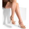 DREAM PAIRS Women’s Heels Round Toe Rhinestone Double Bowknots Sparkly Stilettos Heeled Sandals Shoes for Party Evening(Rose Gold-rhinestone)