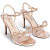 DREAM PAIRS Women’s Heels Round Toe Rhinestone Double Bowknots Sparkly Stilettos Heeled Sandals Shoes for Party Evening(Rose Gold-rhinestone)