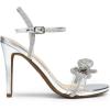 DREAM PAIRS Women’s Heels Round Toe Rhinestone Double Bowknots Sparkly Stilettos Heeled Sandals Shoes for Party Evening(Silver-pu)