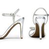 DREAM PAIRS Women’s Heels Round Toe Rhinestone Double Bowknots Sparkly Stilettos Heeled Sandals Shoes for Party Evening(Silver-pu)