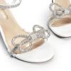 DREAM PAIRS Women’s Heels Round Toe Rhinestone Double Bowknots Sparkly Stilettos Heeled Sandals Shoes for Party Evening(White-pu)
