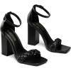 DREAM PAIRS Women’s Heels for Women Braided Open Toe Ankle Strap High Block Chunky Heel Sandals Party Wedding Dress Pumps Shoes(Black)